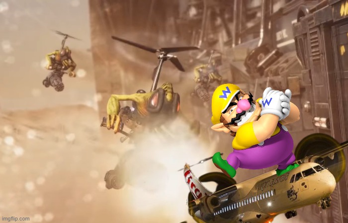 wario gets shot down by an Slig from oddworld while riding the atr-42 air plane and dies.mp3 | image tagged in wario,wario dies,memes,oddworld | made w/ Imgflip meme maker