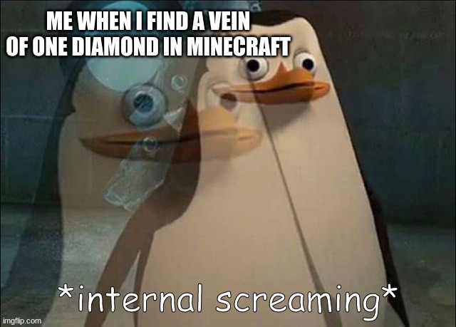 I hate it when that happens.... | ME WHEN I FIND A VEIN OF ONE DIAMOND IN MINECRAFT | image tagged in private internal screaming,minecraft,diamonds | made w/ Imgflip meme maker