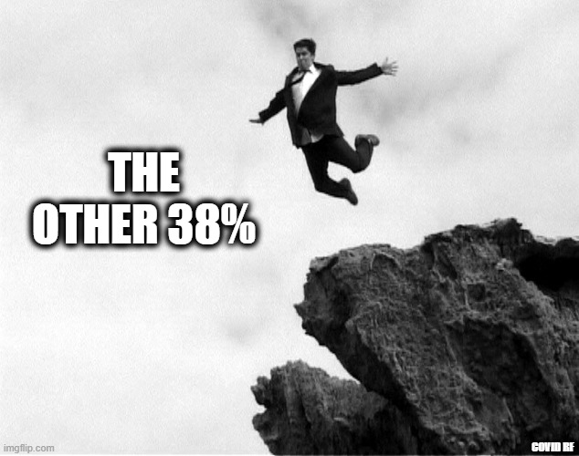 JUMPING OF A CLIFF | THE OTHER 38%; COVID RF | image tagged in coronavirus,coronavirus meme | made w/ Imgflip meme maker