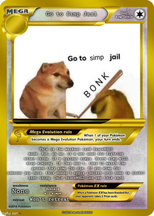Go to simp Jail Card | image tagged in go to simp jail card | made w/ Imgflip meme maker