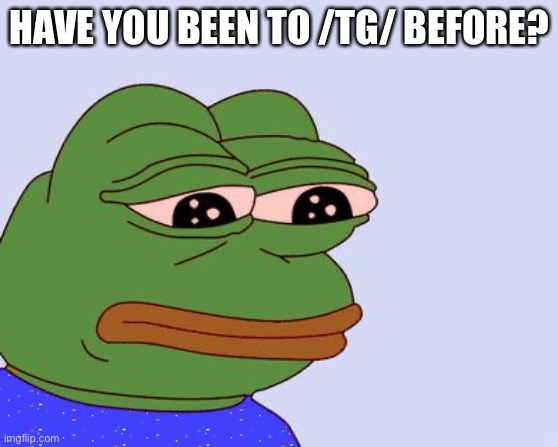 Pepe the Frog | HAVE YOU BEEN TO /TG/ BEFORE? | image tagged in pepe the frog | made w/ Imgflip meme maker