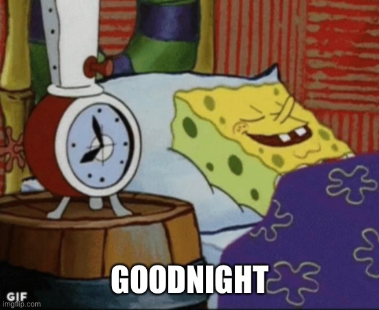 SpongeBob sleeping | GOODNIGHT | image tagged in spongebob sleeping | made w/ Imgflip meme maker