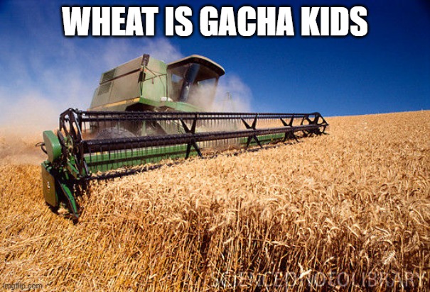 Wheat Combine | WHEAT IS GACHA KIDS | image tagged in wheat combine | made w/ Imgflip meme maker