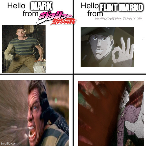 Isn't this a coincidence? | MARK; FLINT MARKO | image tagged in hello person from | made w/ Imgflip meme maker