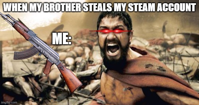 My Brother | WHEN MY BROTHER STEALS MY STEAM ACCOUNT; ME: | image tagged in steam,gaming,fun | made w/ Imgflip meme maker