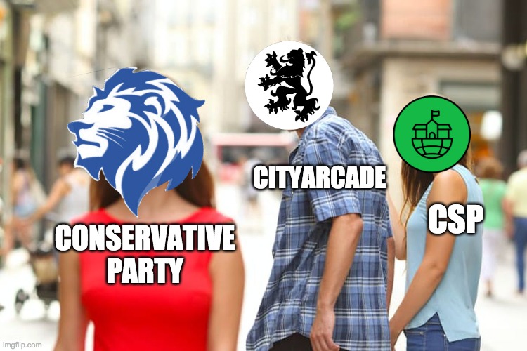 Thank you for your support, Cityarcade! | CITYARCADE; CSP; CONSERVATIVE PARTY | image tagged in ig for president,usa_patriot for vp,pollard for congress,fak_u_lol for senate,make imgflip great again | made w/ Imgflip meme maker