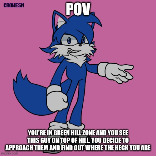 No joke ocs please and no military Ocs. Can be whatever rp but action recommended | POV; YOU'RE IN GREEN HILL ZONE AND YOU SEE THIS GUY ON TOP OF HILL. YOU DECIDE TO APPROACH THEM AND FIND OUT WHERE THE HECK YOU ARE | image tagged in roleplay,sonic the hedgehog,trying something new | made w/ Imgflip meme maker