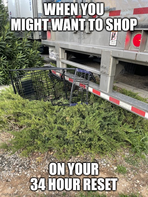 Take the cart with you |  WHEN YOU MIGHT WANT TO SHOP; ON YOUR 34 HOUR RESET | image tagged in trucks | made w/ Imgflip meme maker