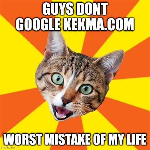 please dont | GUYS DONT GOOGLE KEKMA.COM; WORST MISTAKE OF MY LIFE | image tagged in memes,bad advice cat | made w/ Imgflip meme maker