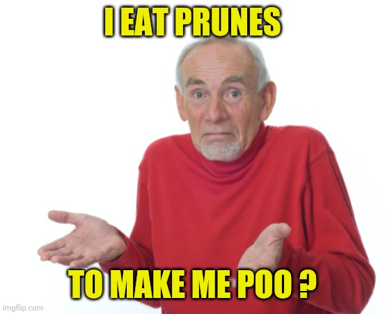 Guess I'll die  | I EAT PRUNES TO MAKE ME POO ? | image tagged in guess i'll die | made w/ Imgflip meme maker
