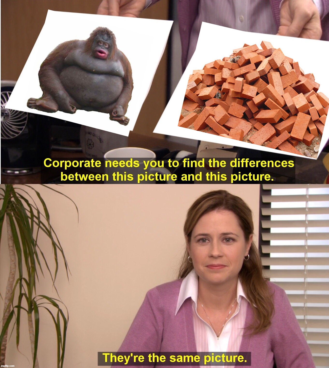 monke bricks | image tagged in memes,they're the same picture | made w/ Imgflip meme maker