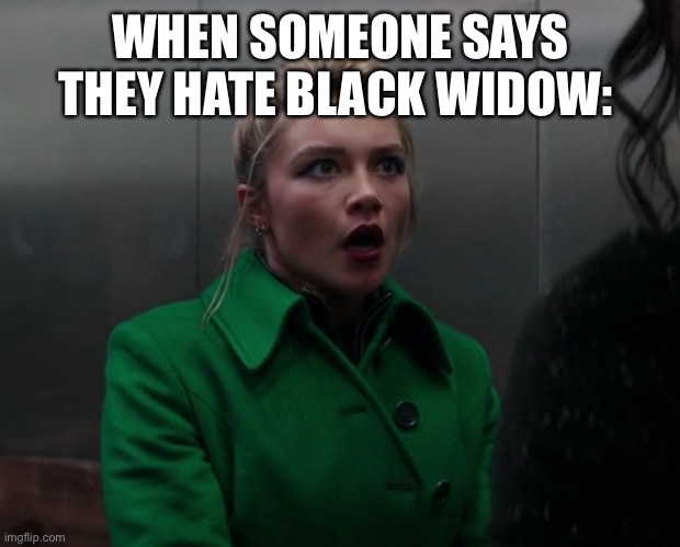 Yelena gonna kill them before they have the chance to close the door | WHEN SOMEONE SAYS THEY HATE BLACK WIDOW: | image tagged in yelena what was that,black widow,natasha romanoff,yelena belova,hawkeye | made w/ Imgflip meme maker