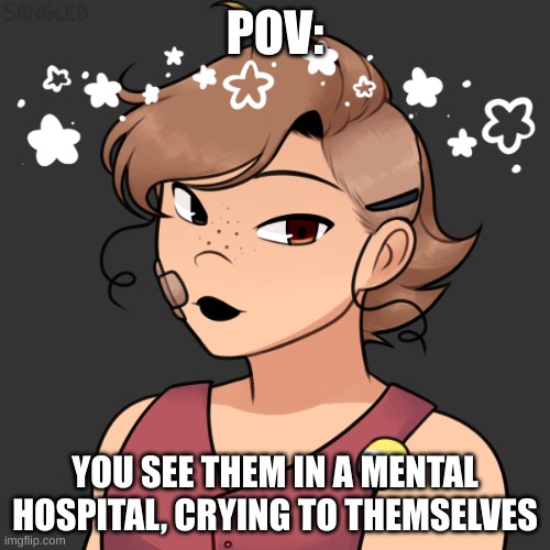 uses they/them pronouns, just for your info, enjoy | POV:; YOU SEE THEM IN A MENTAL HOSPITAL, CRYING TO THEMSELVES | made w/ Imgflip meme maker