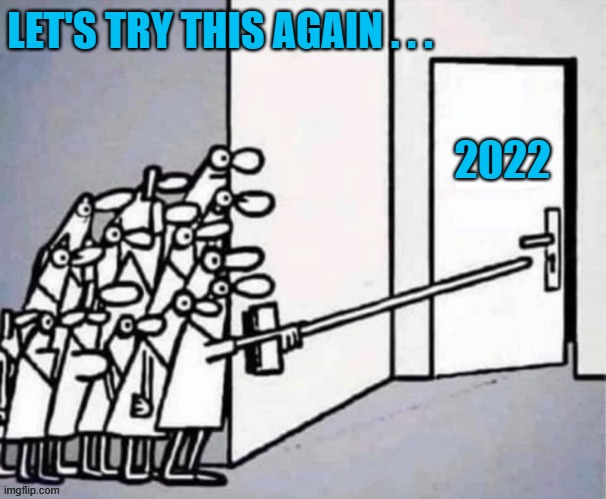 new year door | LET'S TRY THIS AGAIN . . . 2022 | image tagged in new year meme,funny meme,open door,2022,new year,let's try this again | made w/ Imgflip meme maker