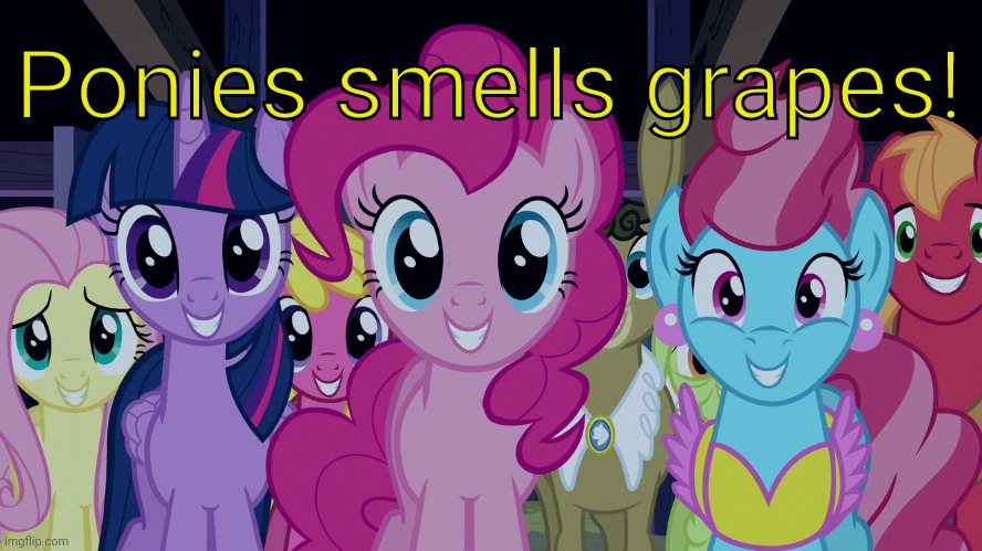Cute Ponies (MLP) | Ponies smells grapes! | image tagged in cute ponies mlp | made w/ Imgflip meme maker