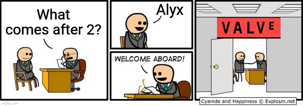 Job Interview | Alyx; What comes after 2? | image tagged in job interview | made w/ Imgflip meme maker