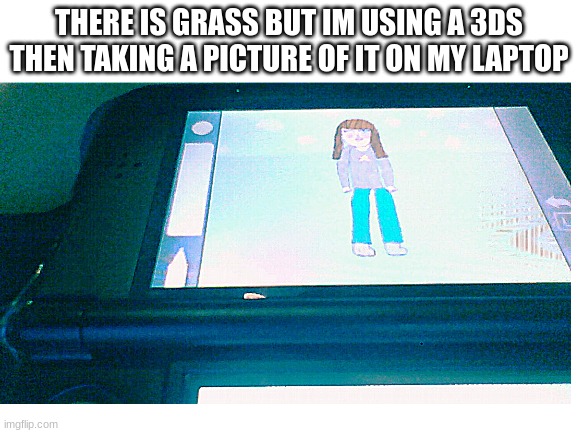 Got any tips? i can't draw hands that well | THERE IS GRASS BUT IM USING A 3DS THEN TAKING A PICTURE OF IT ON MY LAPTOP | made w/ Imgflip meme maker