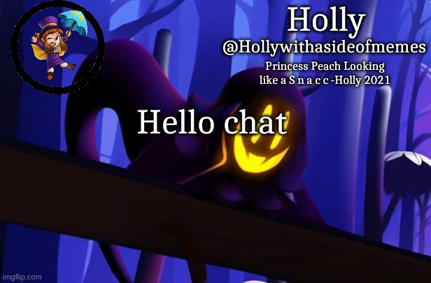 Holly Snatcher Template | Hello chat | image tagged in holly snatcher template | made w/ Imgflip meme maker