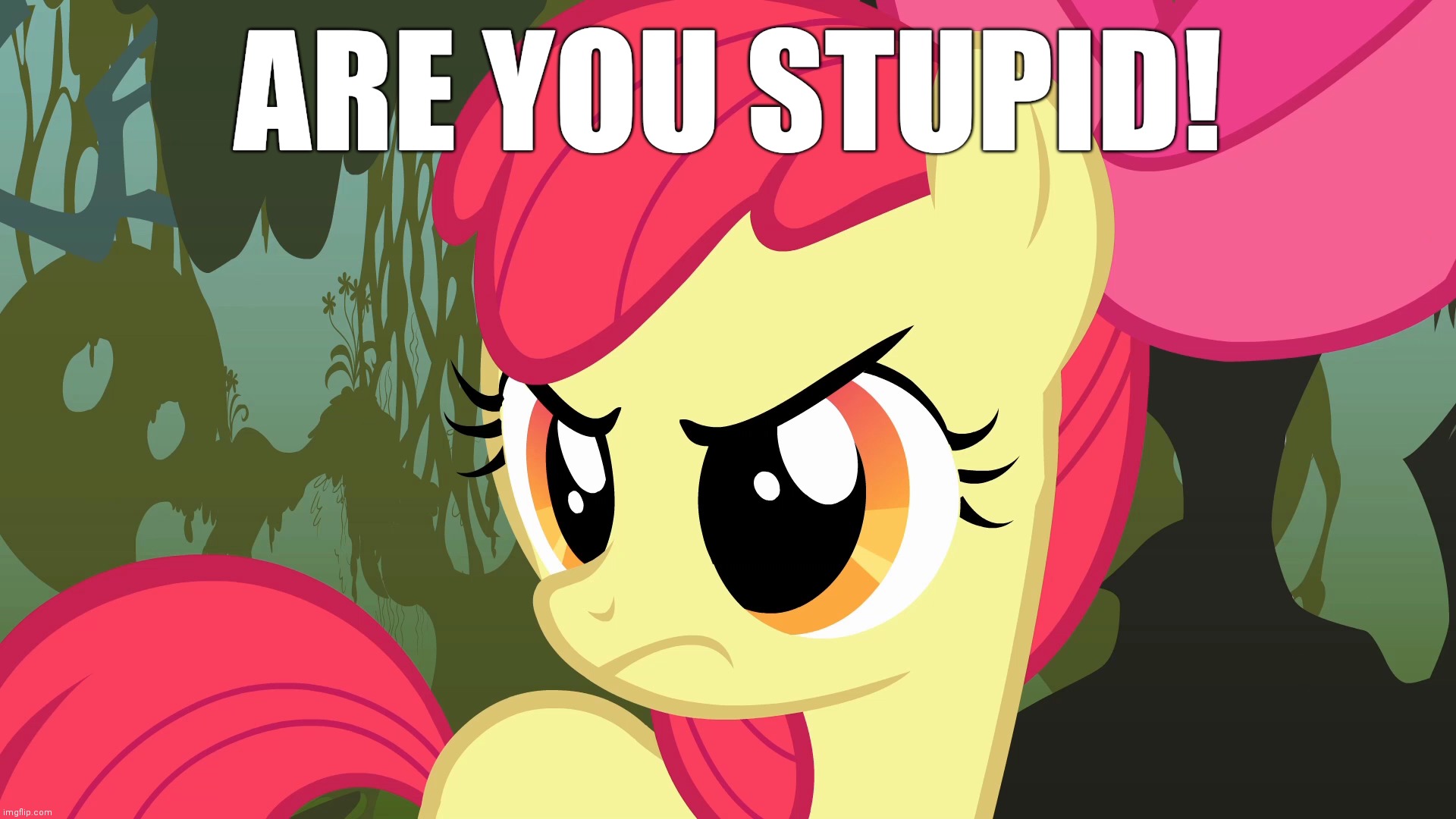 PissedBloom (MLP) | ARE YOU STUPID! | image tagged in pissedbloom mlp | made w/ Imgflip meme maker