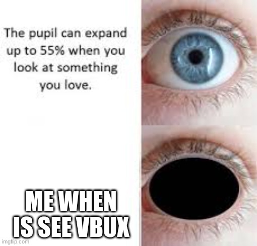 extending pupil | ME WHEN IS SEE VBUX | image tagged in funny,gaming,eyes | made w/ Imgflip meme maker