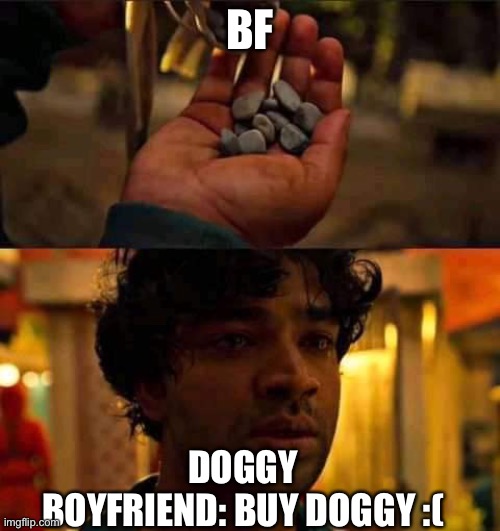 Boyfriend won marbles | BF; DOGGY
BOYFRIEND: BUY DOGGY :( | image tagged in squid game marbles | made w/ Imgflip meme maker