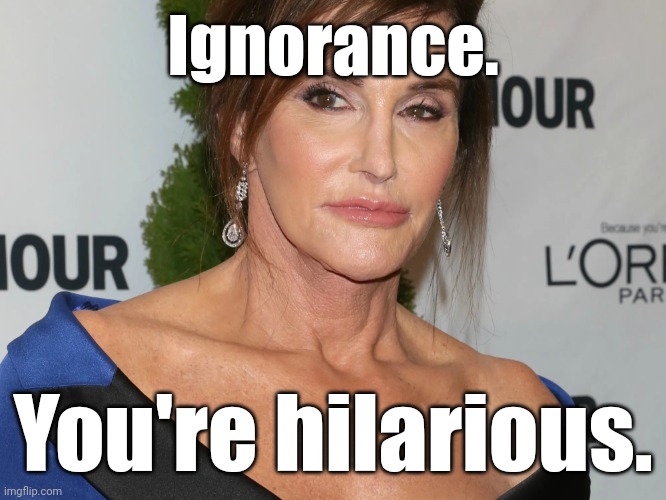 Bruce Jenner, Woman of the Year | Ignorance. You're hilarious. | image tagged in bruce jenner woman of the year | made w/ Imgflip meme maker