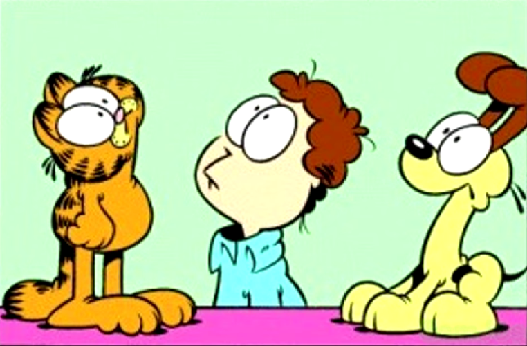 Garfield, Jon and Odie looking up Blank Meme Template