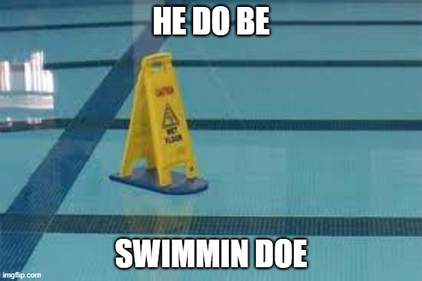 he doe be swimmin doe | HE DO BE; SWIMMIN DOE | image tagged in lol,you had one job | made w/ Imgflip meme maker