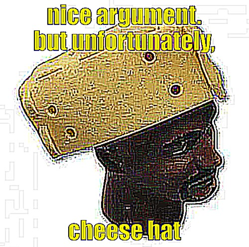 High Quality Nice Argument Bro, But Cheese Hat Blank Meme Template