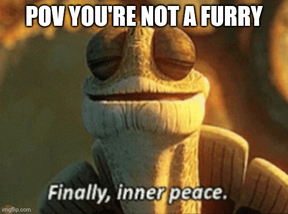 Finally, inner peace. | POV YOU'RE NOT A FURRY | image tagged in finally inner peace | made w/ Imgflip meme maker