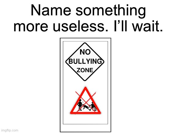 bUlLiNgGg postr | Name something more useless. I’ll wait. | image tagged in blank white template | made w/ Imgflip meme maker