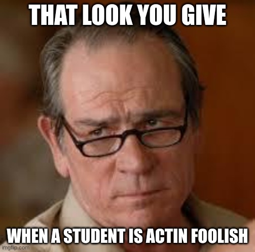 I Am Referring To Teachers Who Give "The Look" Towards Their Students | THAT LOOK YOU GIVE; WHEN A STUDENT IS ACTIN FOOLISH | image tagged in my face when someone asks a stupid question | made w/ Imgflip meme maker