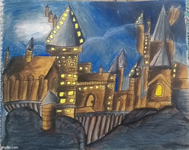 So I was looking through my old drawings and I found this <3 | image tagged in hogwarts,art,drawing,harry potter | made w/ Imgflip meme maker