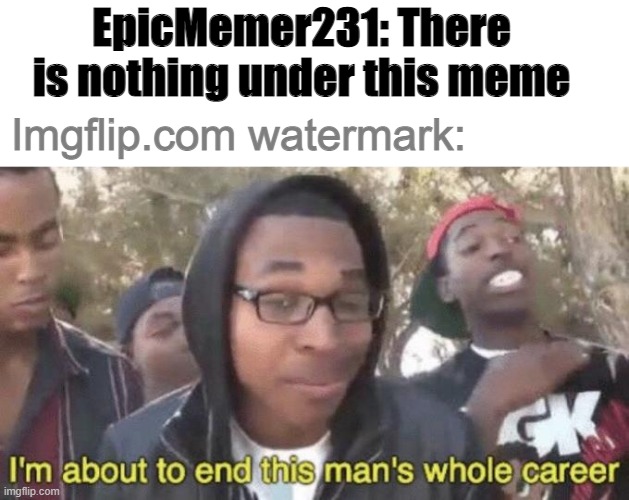 I’m about to end this man’s whole career | EpicMemer231: There is nothing under this meme Imgflip.com watermark: | image tagged in i m about to end this man s whole career | made w/ Imgflip meme maker