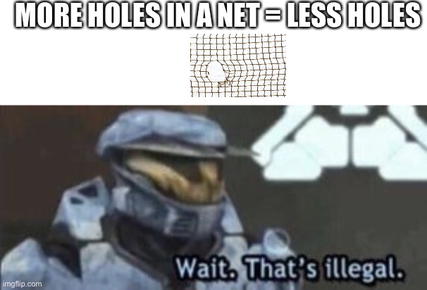 That’s illegal | MORE HOLES IN A NET = LESS HOLES | image tagged in wait that's illegal | made w/ Imgflip meme maker