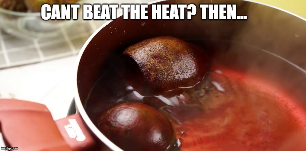 CANT BEAT THE HEAT? THEN... | image tagged in bad pun | made w/ Imgflip meme maker