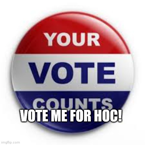 Vote | VOTE ME FOR HOC! | image tagged in vote | made w/ Imgflip meme maker