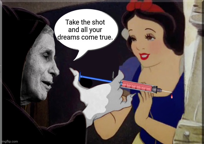 Take the shot and all your dreams come true | Take the shot and all your dreams come true. | image tagged in evil,dr fauci,snow white | made w/ Imgflip meme maker