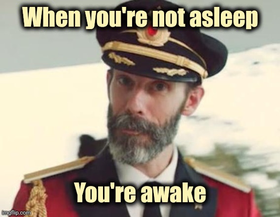 Captain Obvious | When you're not asleep You're awake | image tagged in captain obvious | made w/ Imgflip meme maker