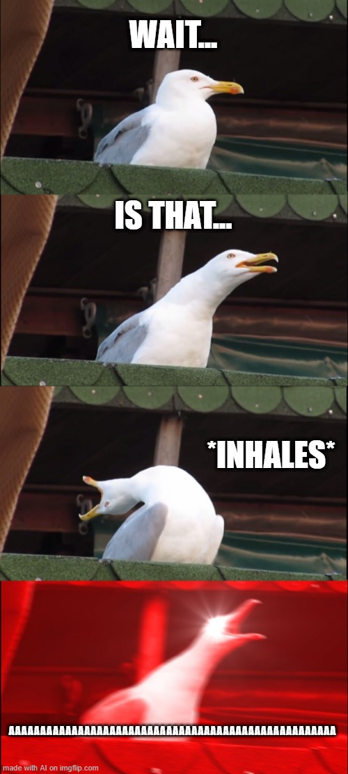 AI | WAIT... IS THAT... *INHALES*; AAAAAAAAAAAAAAAAAAAAAAAAAAAAAAAAAAAAAAAAAAAAAAAAAAAA | image tagged in memes,inhaling seagull | made w/ Imgflip meme maker