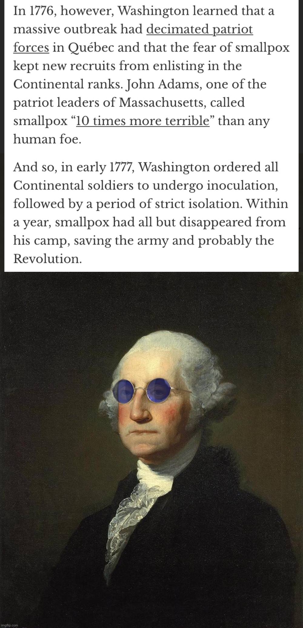 Read it again, "Patriots!" | image tagged in george washington sunglasses | made w/ Imgflip meme maker