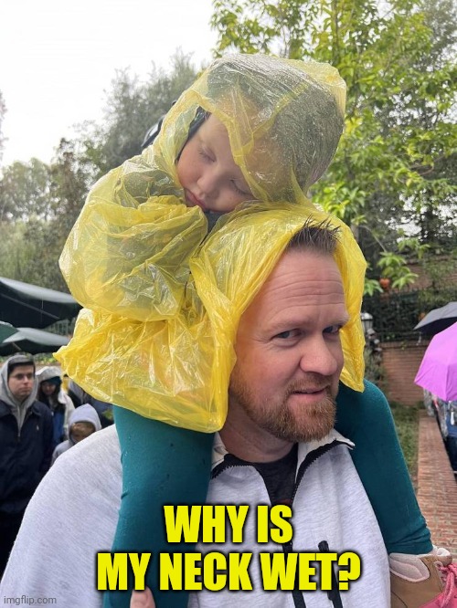 Kids can sleep anywhere | WHY IS MY NECK WET? | image tagged in memes,it washes off | made w/ Imgflip meme maker