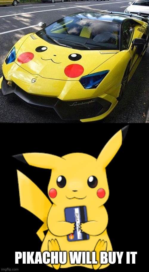 IS DRIVE THAT | PIKACHU WILL BUY IT | image tagged in pikachu,pokemon,cars,lamborghini | made w/ Imgflip meme maker