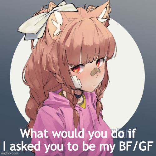 Ginger :3 | What would you do if I asked you to be my BF/GF | image tagged in ginger 3,o l d t r e n d | made w/ Imgflip meme maker