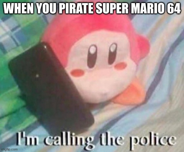 When you pirate Super Mario 64 | WHEN YOU PIRATE SUPER MARIO 64 | image tagged in waddle dee calls the police | made w/ Imgflip meme maker