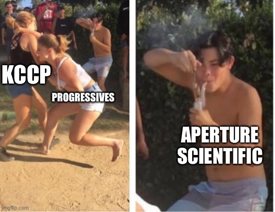 Dabbing Dude | KCCP; PROGRESSIVES; APERTURE SCIENTIFIC | image tagged in dabbing dude | made w/ Imgflip meme maker