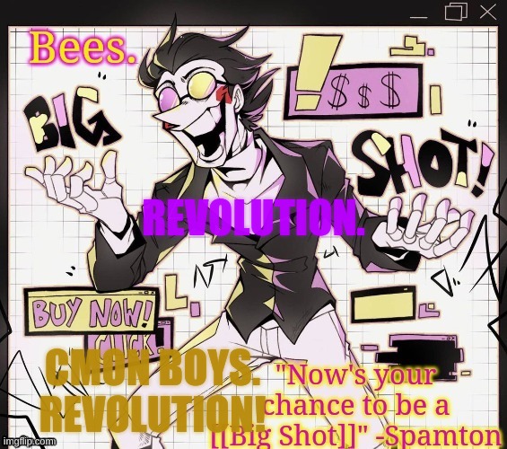v | REVOLUTION. CMON BOYS. REVOLUTION! | image tagged in v | made w/ Imgflip meme maker