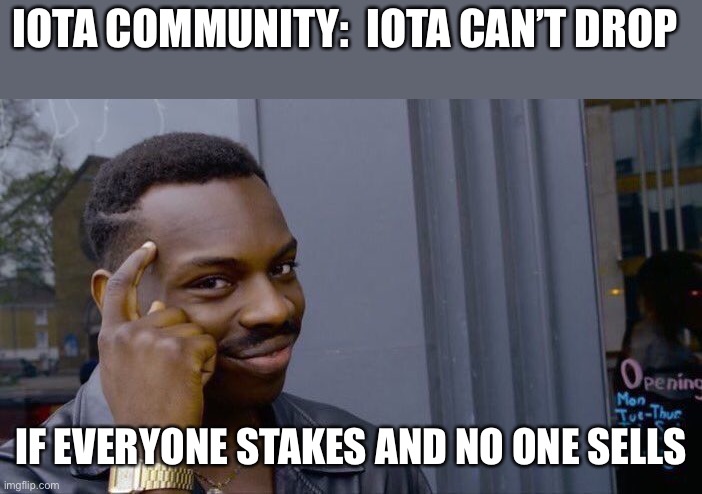 Roll Safe Think About It Meme | IOTA COMMUNITY:  IOTA CAN’T DROP; IF EVERYONE STAKES AND NO ONE SELLS | image tagged in memes,roll safe think about it,Shimmernet | made w/ Imgflip meme maker