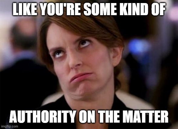 eye roll | LIKE YOU'RE SOME KIND OF AUTHORITY ON THE MATTER | image tagged in eye roll | made w/ Imgflip meme maker