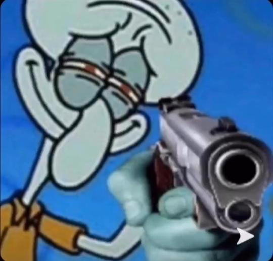 Squidward With A Gun Blank Meme Template